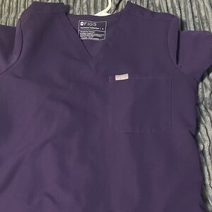 Woman Figs Deep Purple jam V-Neck Medical Scrub set small Navy